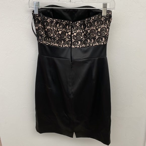WHBM Black Strapless Dress Satin Lace Sz 0 - Picture 2 of 5